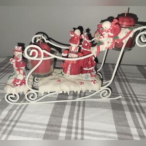 Holiday Time Metal Glittery Snowman Sleigh Ride with Candles